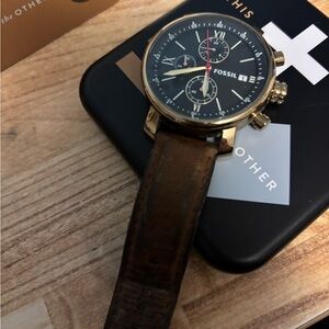 Fossil Black and Brown Chronograph Watch
